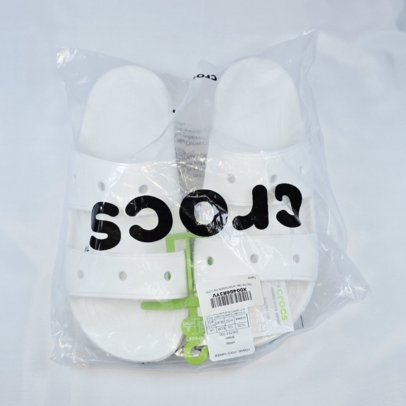 Crocs | Mens Size 12 Classic Two Strap Slide Sandals In True White main image 16